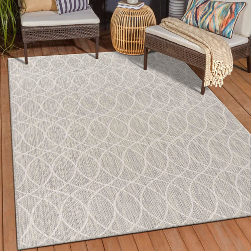 Red Barrel Studio® Machine Woven Light Gray Indoor/Outdoor Rug